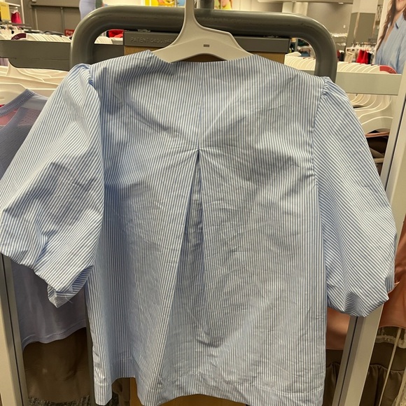 NWT Kate Spade x Target Stripe puff short sleeve blouse top Blue White XS - Picture 7 of 8